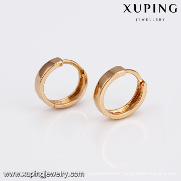 93821 Wholesale plain design women jewelry golden copper alloy hoop earrings